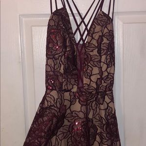 red and tan homecoming dress